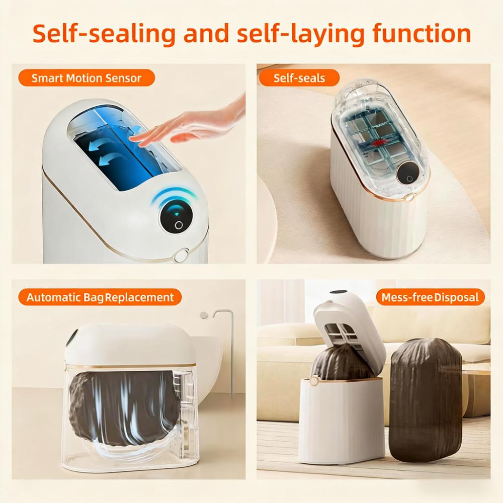 Smart Self-Sealing Trash Can (2.7 Gallon) with Automatic Bag Replacement