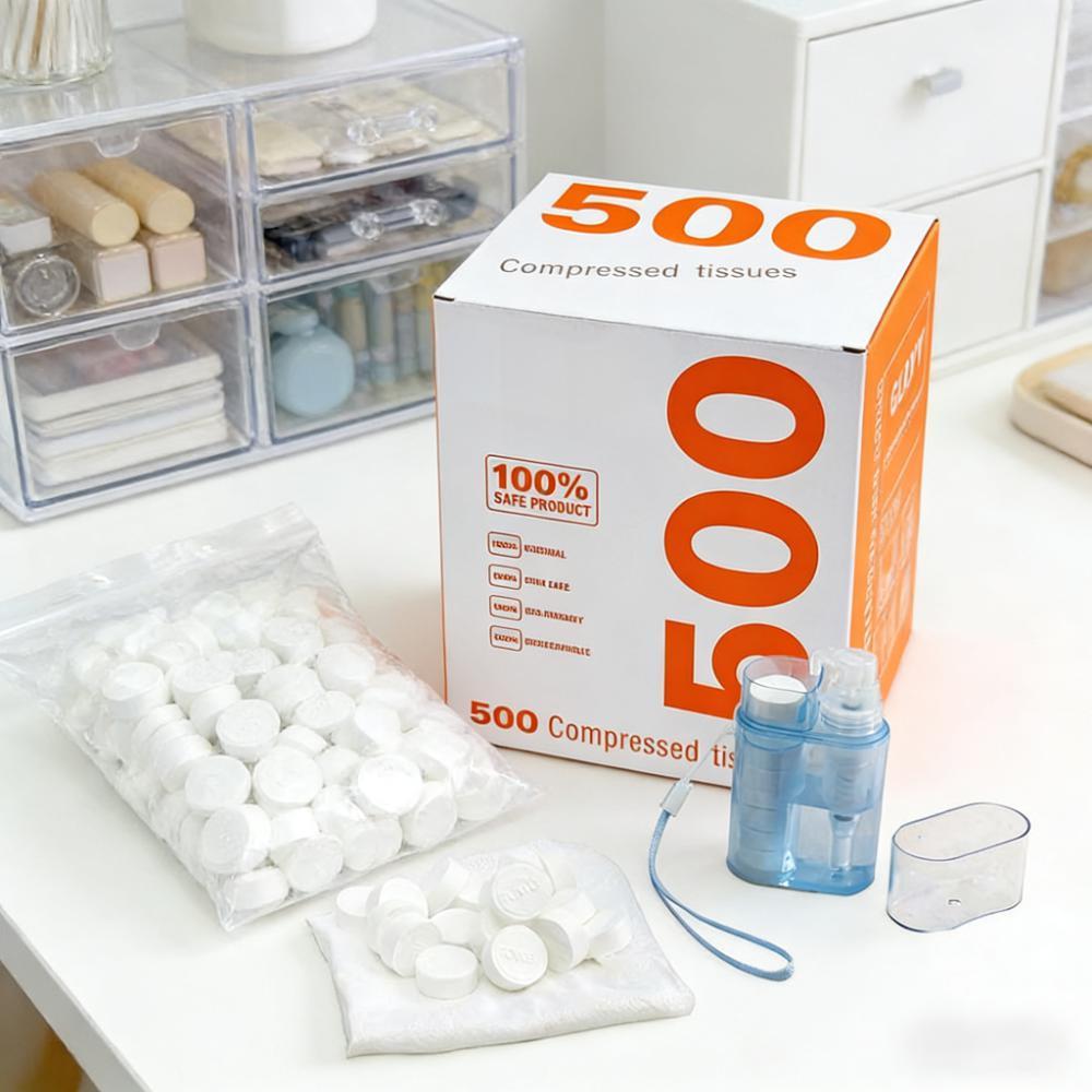 Portable Compressed Tissue Kit (Travel-Sized with Water Bottle & Case)